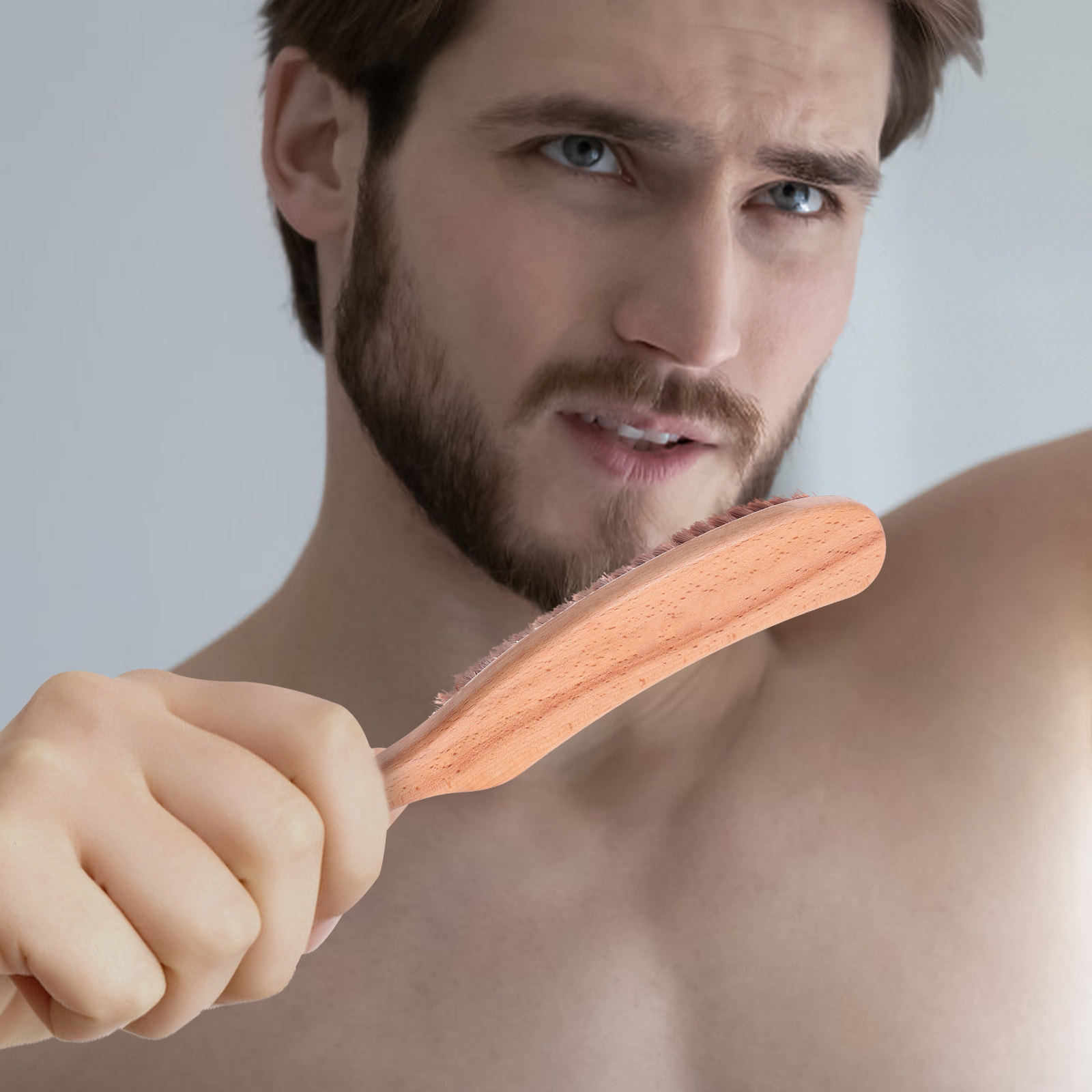 Men Grooming Usa - 1개입 프리미엄 나일론 수염 브러쉬 (천연